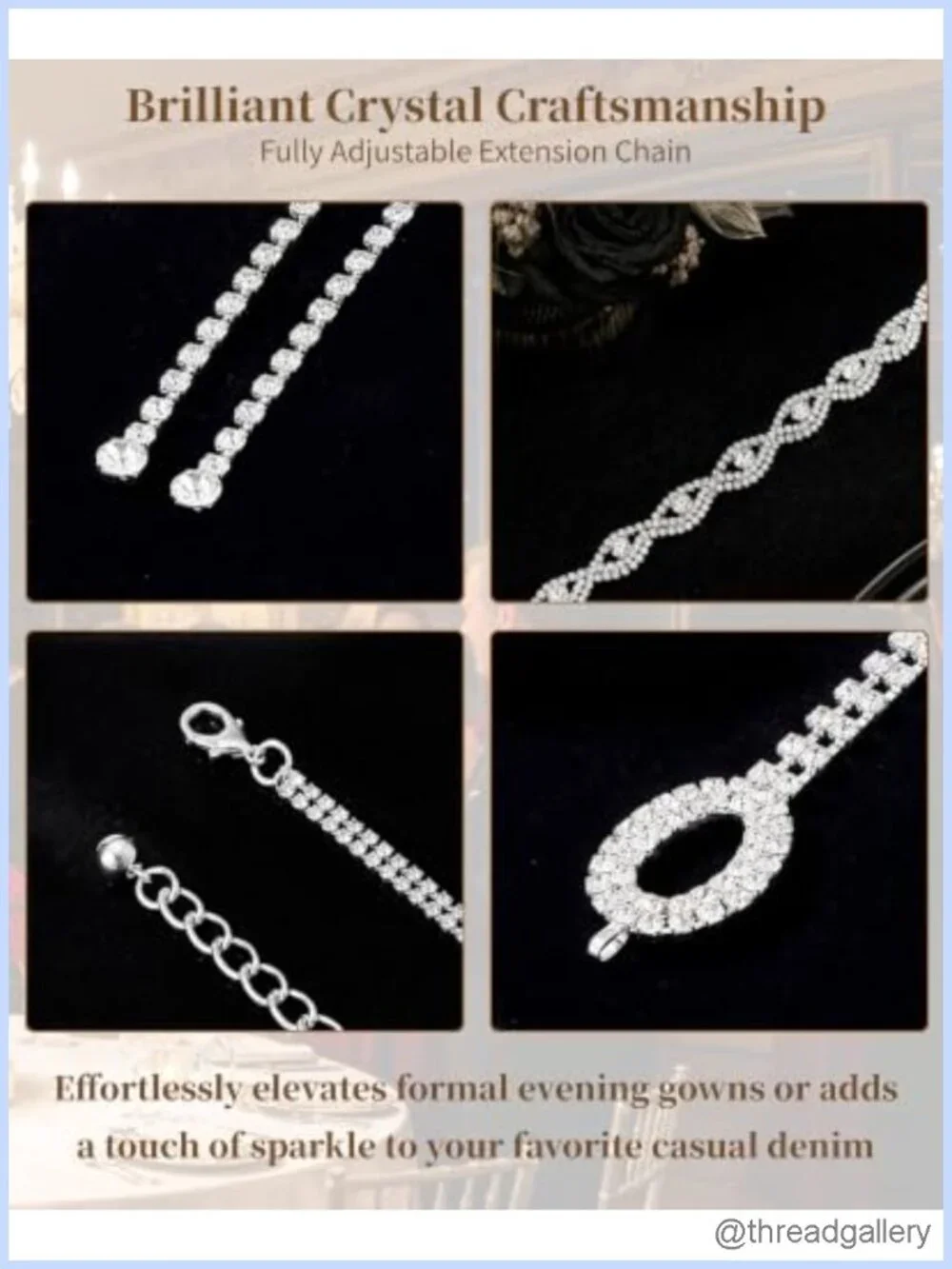 2 Pack Rhinestone Belts for Women Sparkly Crystal Waist Chain Thin Glitter Belt